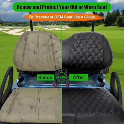 Club Car Precedent Seat Covers, Golf Cart Seat Covers for Precedent OEM Ordinary Seat-Thick Premium Marine Leather Custom Diamond Comfortable/Anti-Scratch/Anti-Fading/Easy to Install - style: Fit Club Car Precedent&Tempo Front Seat