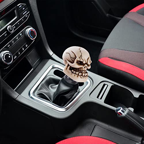 Skeleton Shifter Knobs Skull Gear Lever Handle Car Shift Head Fit Most Manual Automatic Transmission, Beige - color: Beige