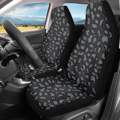 Gray-Black Leopard Print Car Seat Covers for Women Men Non-Slip Thin Automobile Front Seat Covers Interior Protection for SUV Truck Van Chairs - color: Gray-black Leopard