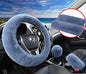 Pinbola 5pcs in 1 Set Faux Wool Steering Wheel Cover Soft Fluffy Handbrake Cover & Gear Shift Cover & 2pcs Seat Belt Shoulder Pads Warm Universal Fit for 15 Inch (Gray) - color: Gray
