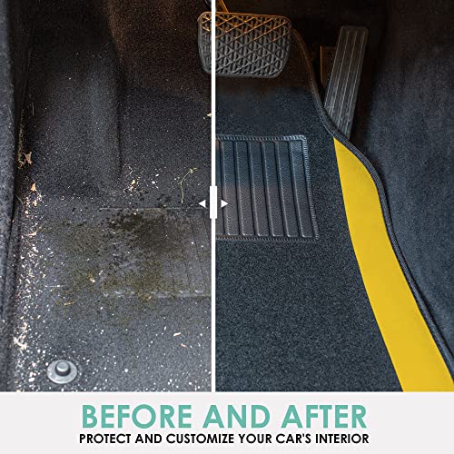 FH Group Universal Fit Premium Carpet Automotive Floor Mats Fits Most Cars, SUVs, and Trucks with Driver Heel Pad, Full Set Yellow - color: Yellow