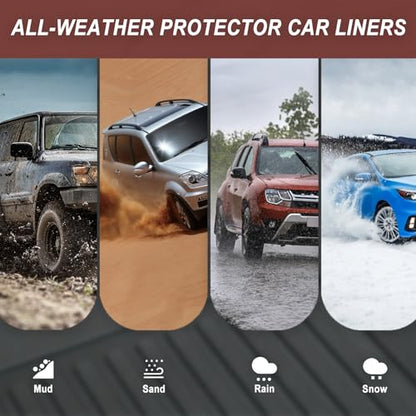 Floor Mats Compatible with 2011-2019 Ford Explorer, Custom Fit All Weather Ford Explorer Car Mats, Latex Heavy Duty Floor Liners Black 3-pc Set, 2012 2013 2014 2015 2016 2017 2018