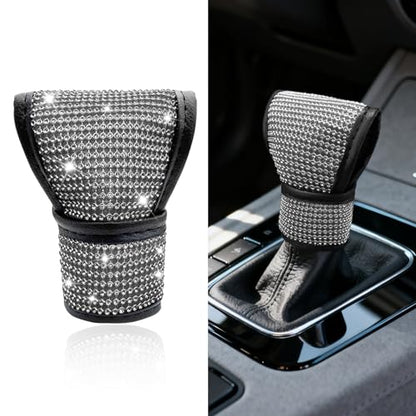 Bling Auto Gear Shift Knob Cover, Rhinestones Car Knob Gear Stick Protector, Sparkly Crystal Car Shifter Lever Cover, Universal Bling Interior Decoration Accessories for Women Girls