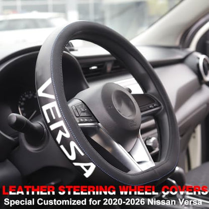 XITER Leather Steering Wheel Cover for Versa 2020-2026,with Versa Logo - color: Versa 2020-2026,With "Versa " LOGO