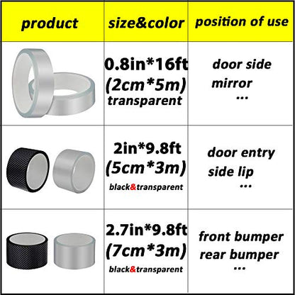QBUC Car Door Entry Guards Scratch Cover Protector Paint Threshold Guard,Front Rear Door Entry Sill Guard Scuff Plate for Most Cars,2.7in9.8ft(7cm*3m) Transparent