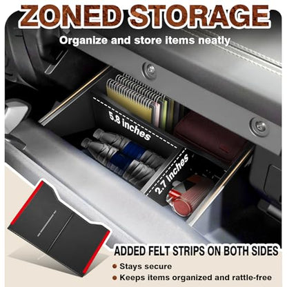 Muslogy Glove Box Dividers Organizer Compatible with Nissan Frontier 2022-2025 2026 Accessories Insert Box Divider ABS Secondary Storage Glove Compartment Tray
