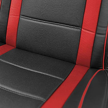 FH Group Back Seat Faux Leather Seat Cushion - Universal Fit, Rear Seat Covers for Cars with Rear Split Bench, Car Seat Cover for SUV, Sedan, Van, Red - color: Red - Rear Set