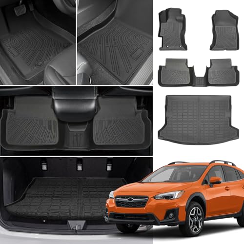 Floor Mats for Subaru Crosstrek 2018-2021-2023, for Subaru Impreza(NOT Hybrid) 2017-2023, Front Rear Mats & Cargo Mat, TPE Anti-Slip Waterproof Summer Winter Floor Liners Car Accessories - style: 11)2017-2023|Crosstrek&Impreza|Floor&Cargo Mats