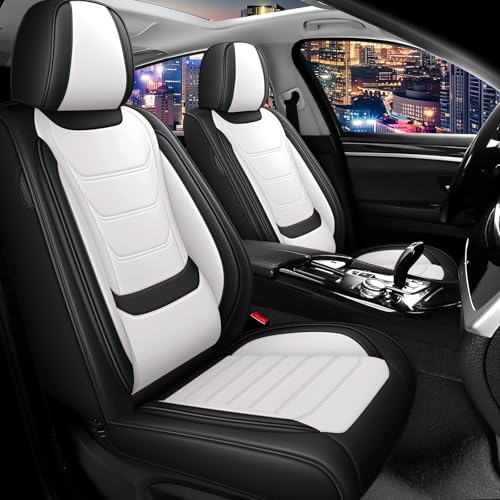 Car Seat Cover Full Set for Mercedes Benz GLA 250 Seat Covers 2017-2025, Nappa Leather Waterproof Seat Covers For Cars, Airbag Safe, Universal Automotive Seat Covers(Standard Front Row/Black White) - color: Black&White, size: Front Row Standard