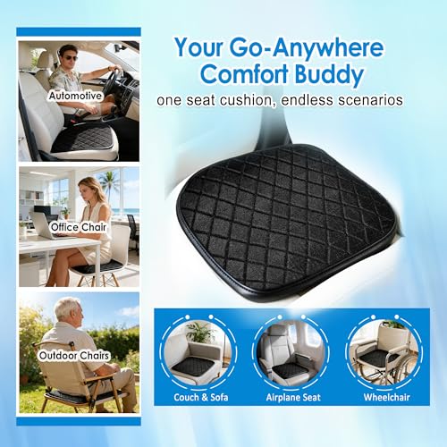 Front Car Seat Cover - Breathable Bottom Seat Cover, Linen Seat Pad Non-Slip Car Seat Protector, Universal Summer Seat Cushion for Car, Sedan, SUV, Truck and Van Office Home (Black)