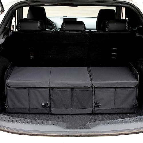 AOKJOY Car Trunk Organizer with Lid Storage Collapsible Multi Compartment Adjustable Straps for SUV, Truck, Sedan(Black) XL - color: Black