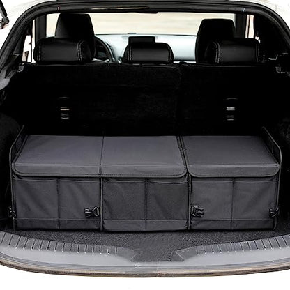 AOKJOY Car Trunk Organizer with Lid Storage Collapsible Multi Compartment Adjustable Straps for SUV, Truck, Sedan(Black) XL - color: Black