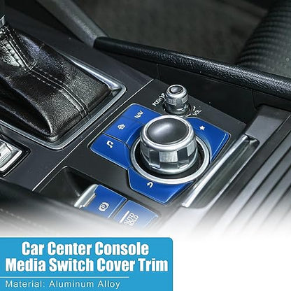 Car Center Console Gear Panel Multi-Media Handbrake Switch Cover Trim for Mazda CX-5 2017-2020 Blue (Set of 7) - color: Blue
