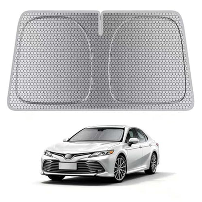 helloleiboo Windshield Sun Shade for Toyota Camry 2018-2026 Graphene Honeycomb Heat Shield with UV Protection Foldable Custom Fit Front Window Sunshade Silver 58" x 28" - size: For Toyota Camry (2018-2026)