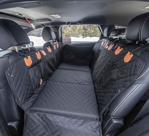 Back Seat Extender for Dogs Thick Foam Cushion, Hard Bottom Dog Car Seat Cover for Back Seat, Waterproof Dog Hammock for Car, Backseat Pet Cover for SUV, Truck, Car