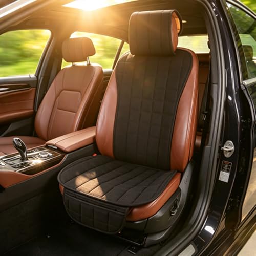 Cooling Car Seat Covers,Cloth Seat Covers for Cars,Linen Car Seat Protector,Front Seat Only Universal Fits Most Automotive,Vans,SUVs,Trucks Black