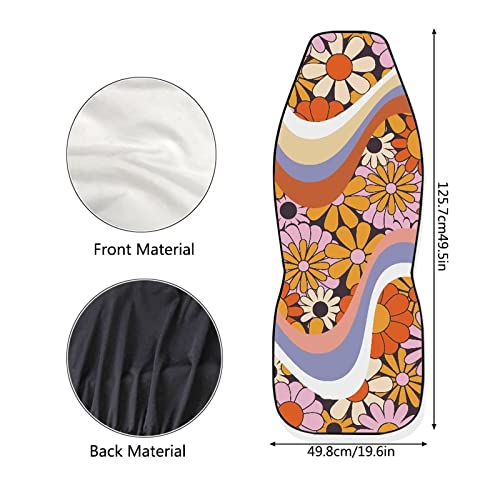 INSTANTARTS 2pcs/Set Car Seat Covers Swirl Wavy Hippie Flower Vehicle Bucket Seat Cover Colorful Breathable Stretchy Driver Seat Covers for Women - color: Abstract Hippie Flower