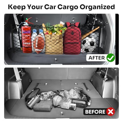 Canvcle Trunk Cargo Net for 2021-2025 2026 Kia Sorento Accessories Envelope Style Mesh Trunk Net Organizer and Storage Stretchable Adjustable Elastic Nylon Rear Cargo Netting with Hooks - style: for Kia Sorento