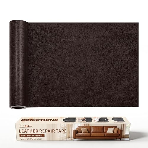 ONine Leather Repair Patch，Leather Repair Tape, 8 x 48 inches Leather Repair Patch for Furniture,Vinyl Repair kit，Leather Couch Patch，for Sofas, Furniture, car Seats(Dark Brown) - color: Dark Brown, size: 8 x 48 inches