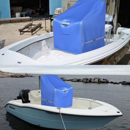 Boat Center Console Cover, 600D Heavy Duty Waterproof Oxford, All Weather Protection Center Console Cover with Windproof Straps, 46" L x 40" W x 48" H, Blue