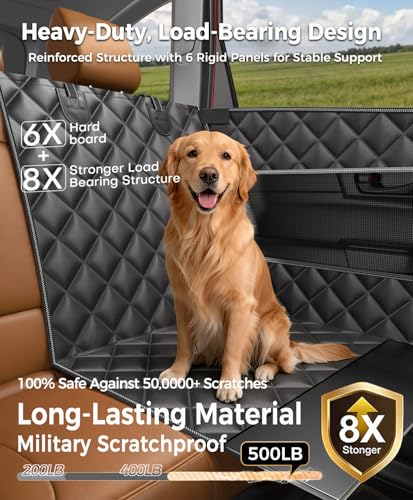 Doglike UNBREAK Large Dog Car Seat [Military-Grade Protection], 500LB Ultra-Support Back Seat Extender for Dogs Carseat Hard Bottom, Waterproof Pet Carseat Dog Hammock for Cars/SUV/Truck L Size - size: L