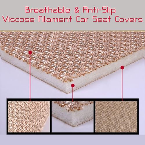 Breathable & Anti-Slip Viscose Filament Car Seat Covers,Ice Silk Non-Slip Car Seat Pad for Summer Breathable and Refreshing (Black,Seat Full Set) - color: Black, size: Seat Full Set