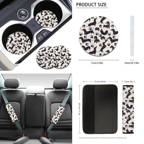 Black Dachshund Dog Car Seat Covers 12 Pcs Full Set Dog Lover Car Interior Set Durable Auto Steering Wheel Cover Dog Paw Seat Belt Pads Chapstick Holder Keychain for Women - color: Black Dachshund Dog
