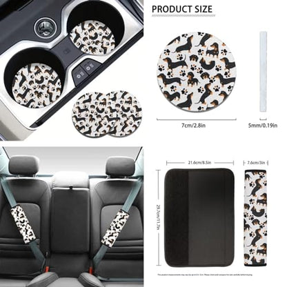 Black Dachshund Dog Car Seat Covers 12 Pcs Full Set Dog Lover Car Interior Set Durable Auto Steering Wheel Cover Dog Paw Seat Belt Pads Chapstick Holder Keychain for Women - color: Black Dachshund Dog