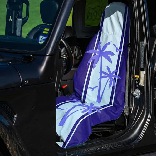 2 Pack Car Seat Towel Covers, Sweat Protector for Front Seats, Premium Thickened Microfiber with Elastic Strap, Breathable & Quick Dry, Machine Washable Cover for Gym Running Universal Fit Palm Tree - color: Palm Tree