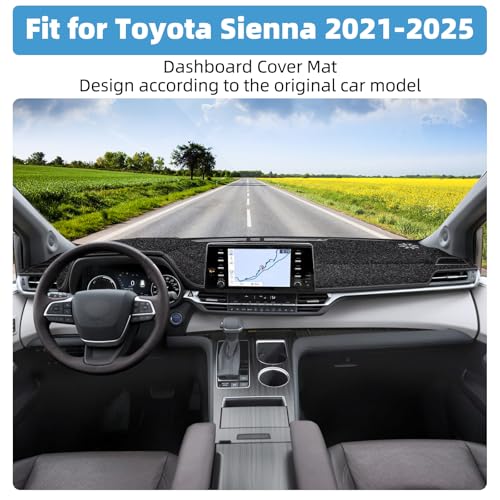 Dash Cover Mat for Toyota Sienna 2021 2022 2023 2024 2025 Accessories Non-Slip Dashboard Cover Mat Sunshade UV Rays Protector Interior Accessories - size: Sienna 2021-2025