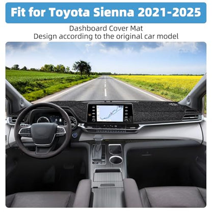Dash Cover Mat for Toyota Sienna 2021 2022 2023 2024 2025 Accessories Non-Slip Dashboard Cover Mat Sunshade UV Rays Protector Interior Accessories - size: Sienna 2021-2025