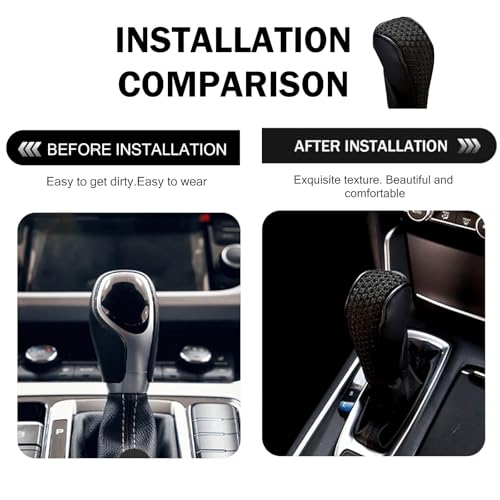 1 PC Car Gear Shifting Knob Cover, Leather Comfortable Gear Shift Cover, Anti-Slip Waterproof Shift Knob Gear Handle Protector Cover, Universal Decoration Accessories for Cars SUVs (Black)