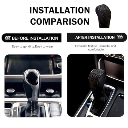 1 PC Car Gear Shifting Knob Cover, Leather Comfortable Gear Shift Cover, Anti-Slip Waterproof Shift Knob Gear Handle Protector Cover, Universal Decoration Accessories for Cars SUVs (Black)