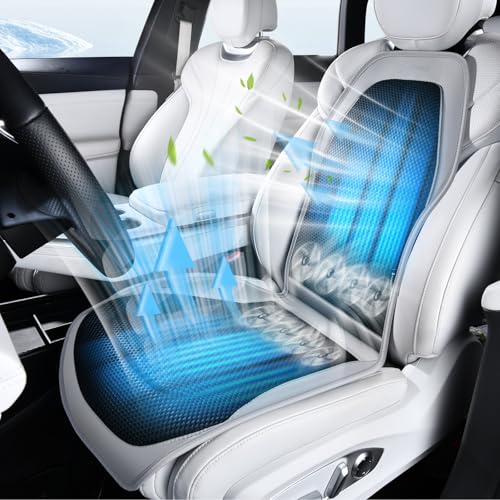 Upgraded Cooling Car Seat Cover Front Seat with Blowing&Suction, 12V-24V Ventilated Car Seat Cushion with 8 Turbo Fans, 3-Speed Adjustable Universal Fit Breathable Car Cushion for Summer Driving-Gray - color: Gray