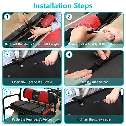 10L0L Golf Cart Seat Covers, Super Comfort Cooler Than Vinyl Seat Cover, Front and Rear Seat Cover for Yamaha EZGO Club Car, No Drilling Breathable Mesh Bench Seat Blanket, Machine Washable - color: Red + Black, style: Rear Seat - Universal for Yamaha EZG