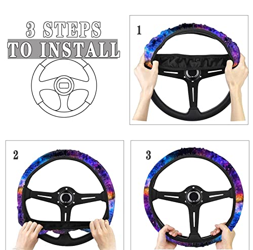 AFPANQZ Nebula Galaxy Design Steering Wheel Covers 14-15" inch Universal Fit Most Car Sedans SUVs Comfort Grip Comfortable Handmade Neoprene Breathable Steering Wheel Protector Blue Purple - color: Galaxy purple blue