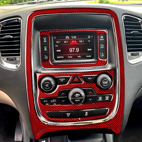 Car Center A/C Outlet Panel Decals for 2014-2017 Dodge Durango Accessories Carbon Fiber Interior Stickers, Red - color: Center a/C Outlet Panel