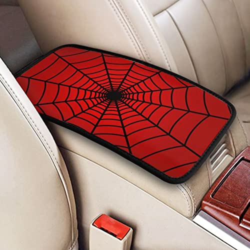 Red Spider Web Auto Center Console Cover Pad Car Armrest Seat Box Cover Cushion Universal for Most Vehicle SUV Truck Car Accessories Decor - color: Red Spider Web
