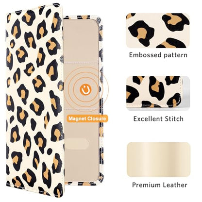 CoBak Car Registration and Insurance Holder - Vehicle Glove Box Car Organizer,Auto Truck Comparment Accessories Case with Magnetic Closure for Driver License,Cards - color: L-Leopard Brown