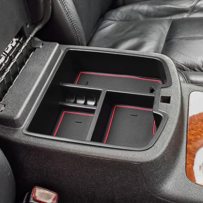 HGWEI Center Console Organizer Compatible with 2007-2014 Chevy Silverado GMC Sierra Avalanche Tahoe Suburban Yukon Yukon XL Accessories, Floor Mounted Center Console ONLY,Red Trim - color: red