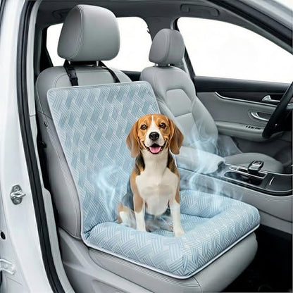 Premium Cooling Dog Car Seat Mat for Small & Medium Dogs, Breathable Puppy Car Seat for Front & Back Seat Travel, Cool-to-Touch Washable Pet Travel Lounge Mat with Supportive Bolster