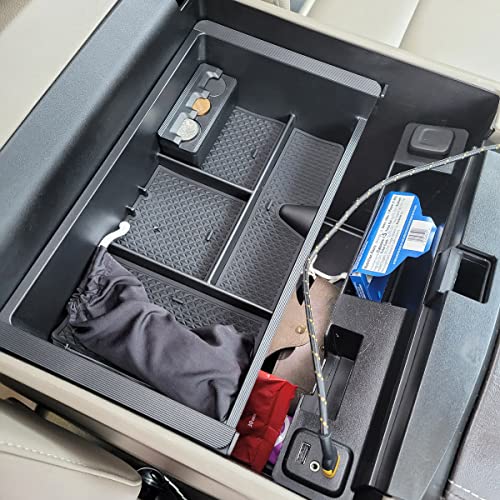Center Console Organizer for 2014-2018 Chevy Silverado 1500 / GMC Sierra 1500 Accessories and 2015-2019 Sierra/Silverado 2500/3500HD and 15-2020 Yukon/Yukon XL/Tahoe/Suburban Armrest Storage Box black