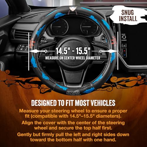 Naruto Shippuden Car Steering Wheel Cover, 15 Inch Anime Steering Wheel Cover, Cushioned Soft Comfortable Cover Anime Car Accessories for Men Women, Kumogakure - color: Naruto Kumogakure