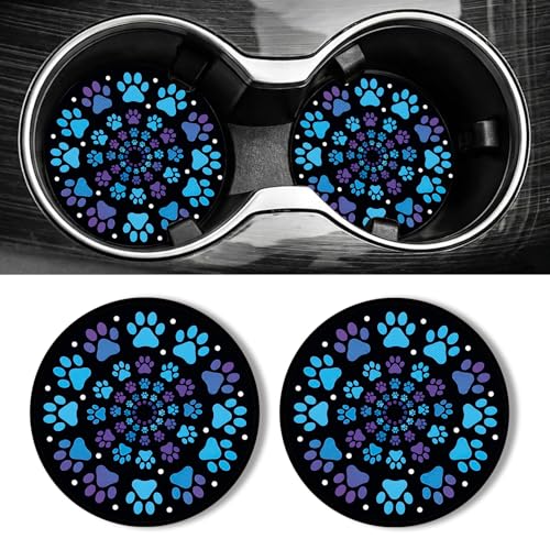 WOCOCN Car Coasters for Cup Holders - 2 Pack 2.75" Universal Rubber Car Cup Coaster, Non-Slip Waterproof Car Interior Accessories, Cute Car Decor Gifts for Women and Men (Cat's Paw) - color: Cat's Paw