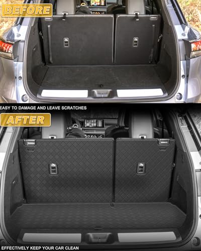 Cargo Mat & Backrest Mat Fit for 2022-2026 Infiniti QX60 - Leather Trunk Liner Back Seat Cover Protector - All Weather Protection PU Leather Cargo Liner and Backrest Mat QX60 Accessories - color: Infiniti QX60 Cargo Backrest Mat-B