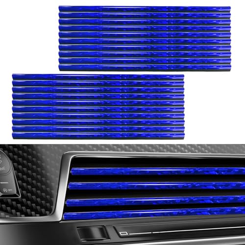 20 PCS Car Air Conditioner Decoration Strips, Waterproof Straight Air Vent Outlet Decorative Trim, Bendable Vent Strip Interior Decor for Most Vehicles, Car Accessories (Blue) - color: Blue
