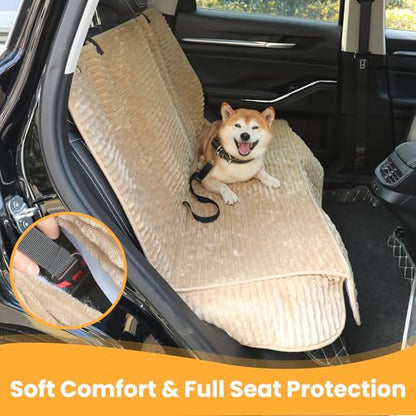 Dog Car Seat Cover for Front or Back Seat, Soft Flannel Pet Car Seat Protector with Waterproof Layer, Non-Slip Washable Dog Car Bed Mat for Travel (LightCoffee Back) - size: LightCoffee Back