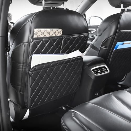 2 Pack Seat Back Protector, Kick Mats Back Seat Protector for Kids Feet Car Seat with Car Back Seat Organizer, Seat Back Protector Cover for Back of Front Seats - Protect against dirt and scuffs
