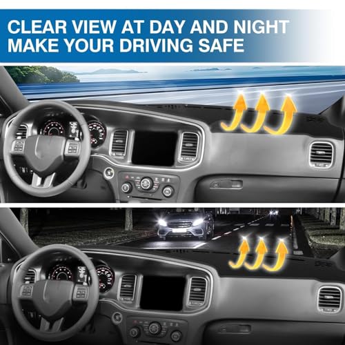 KUST Black Dash Cover for Dodge Charger 2011-2022 2023 Left Hand Driving Polyester Dashboard Cover Non-Slip Center Interior Accessories for Charger Custom Fit Dash Mat Sunshade No Glare - size: Charger 11-23(Black)
