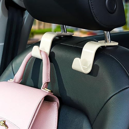 Soleebee 4 Pack Car Headrest Hook Universal Car Seat Hook Auto Hook Car Back Seat Hangers Storage Organizer (White) - color: White